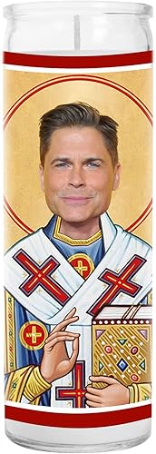 Rob Celebrity - Vela de oración de celebridad, vela de santo, votiva de cristal de 8 pulgadas, hecha a mano en Estados Unidos, regalo novedoso para
