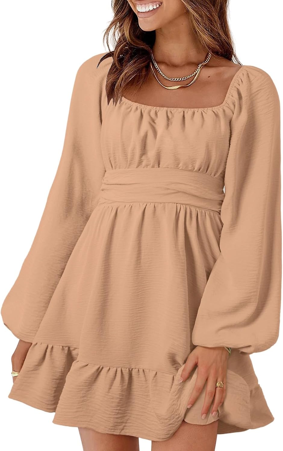 Dokotoo Womens Sexy Backless Ruffle ALine Mini Dress