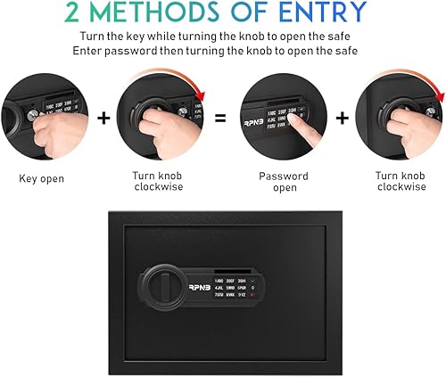 Miniatura 3 de RPNB Caja fuerte y con cerradura de lujo, caja de dinero, teclado digital, caja fuerte de aleación de acero, bloqueo de teclado, perfecta para el