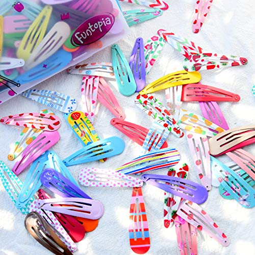 アクセサリー happy Amazon.com : 120 Pcs Funtopia 2 Inch Candy Color Barrettes and Non