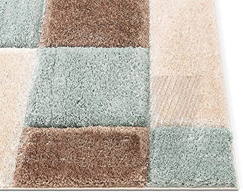 Image of Urban Modern Decor Features 5x7 Feet Modern Soft Shaggy Carpet Thick, Fluffy & 2 inch Pile Shag Rug for Your Kids Room, Bedroom & Livingroom(5x7 feet, SkyBlue & Ivory LBox)