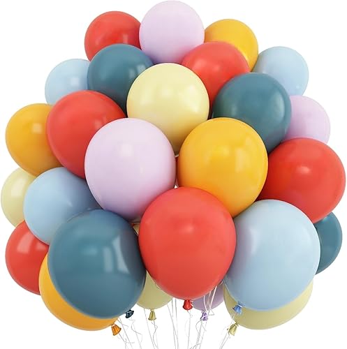 Globo arcoíris bohemio, retro, polvoriento, azul bebé, naranja, amarillo claro, pastel, lavanda, multicolor, globos apagados de colores surtidos