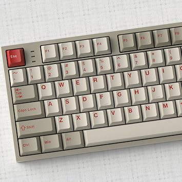 Double Shot Keycaps, Minimalist Retro Cherry Profile 157 Key Custom Keycap Set Fit for 61/64/87/104/108 Cherry Mx Switches ANSI/ISO Mechanical Keyboard Classic Red