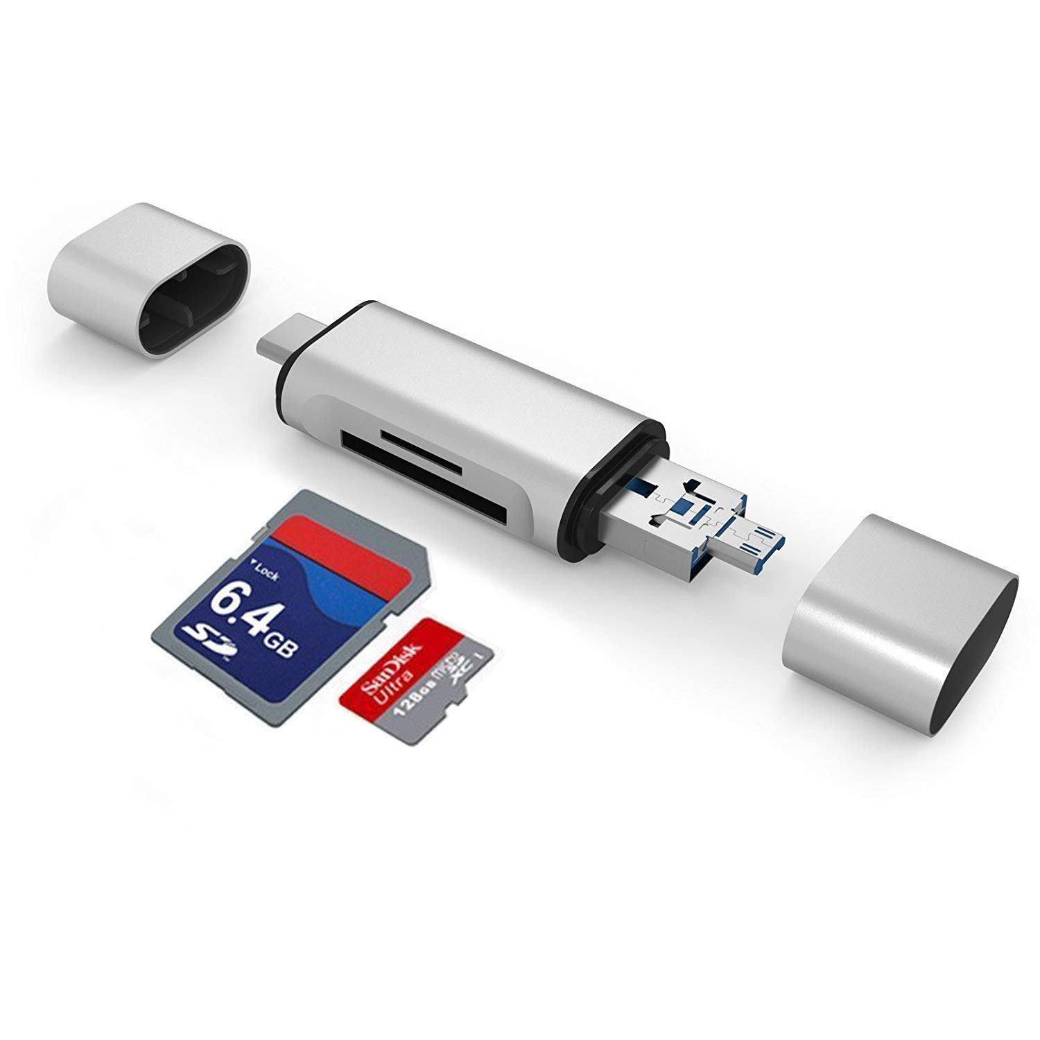 Tynub™ SD Card Reader, 3-in-1 USB 3.0/USB C/Micro USB Card Reader - SD, Micro SD, SDXC, SDHC, Micro SDHC, Micro SDXC Memory Card Reader for MacBook PC Tablets Smartphones with OTG Function