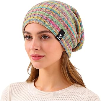قبعة نسائية أنيقة من نوع Ruphedy Knit غطاء طويل من الجلد المائل للشتاء
