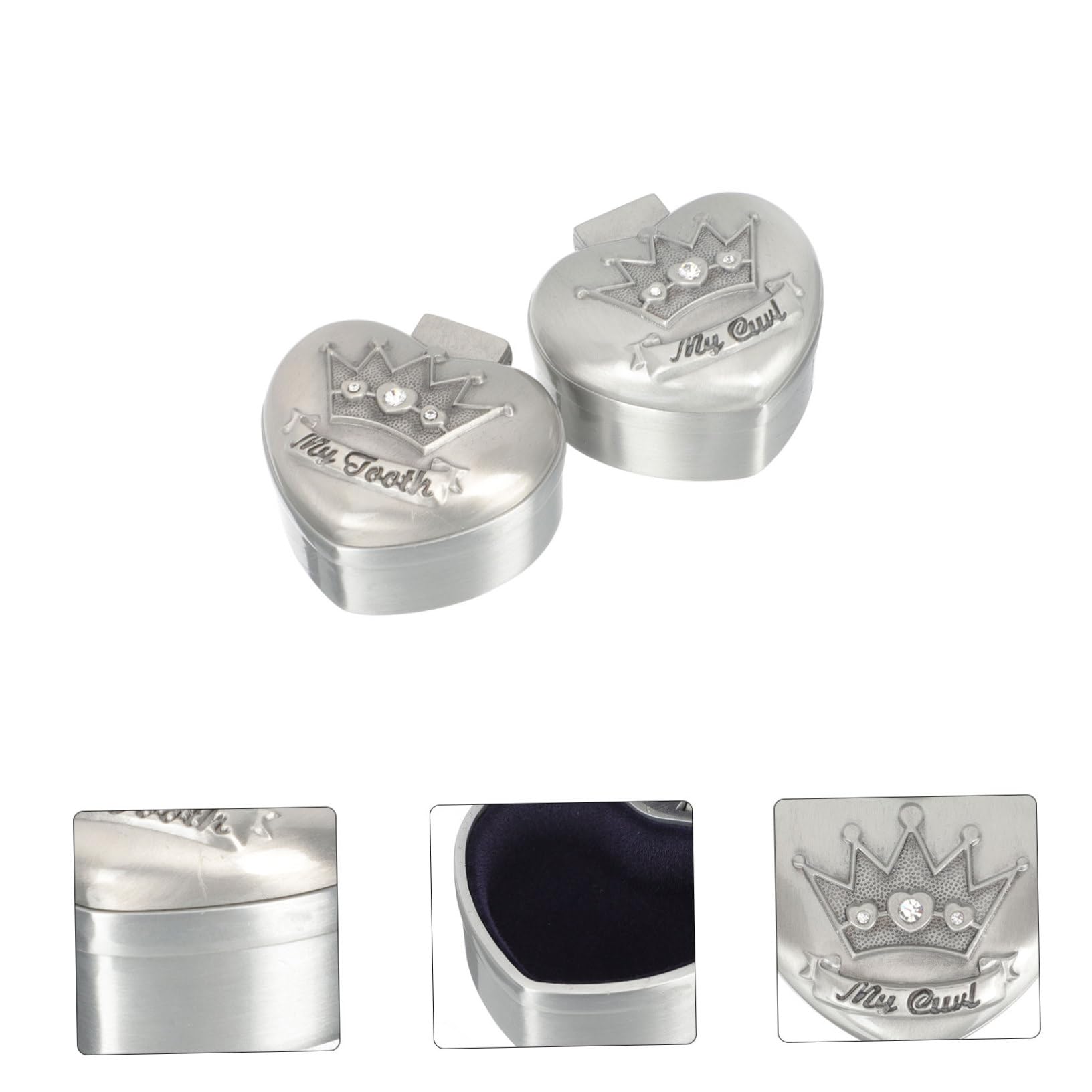 BESTonZON Collection Box 2pc Alloy Baby Tooth Holder Boys and Girls Tooth Storage Box First Tooth Keepsake Organizer Boys Girls Easy to Use