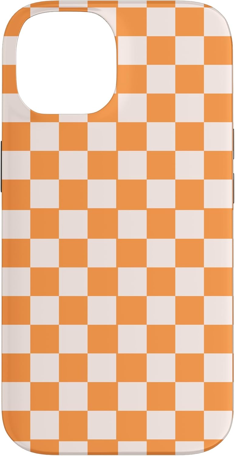 Classic Checkered Orange Checker Checkerboard Wavy Case for iPhone 14 Pro Max