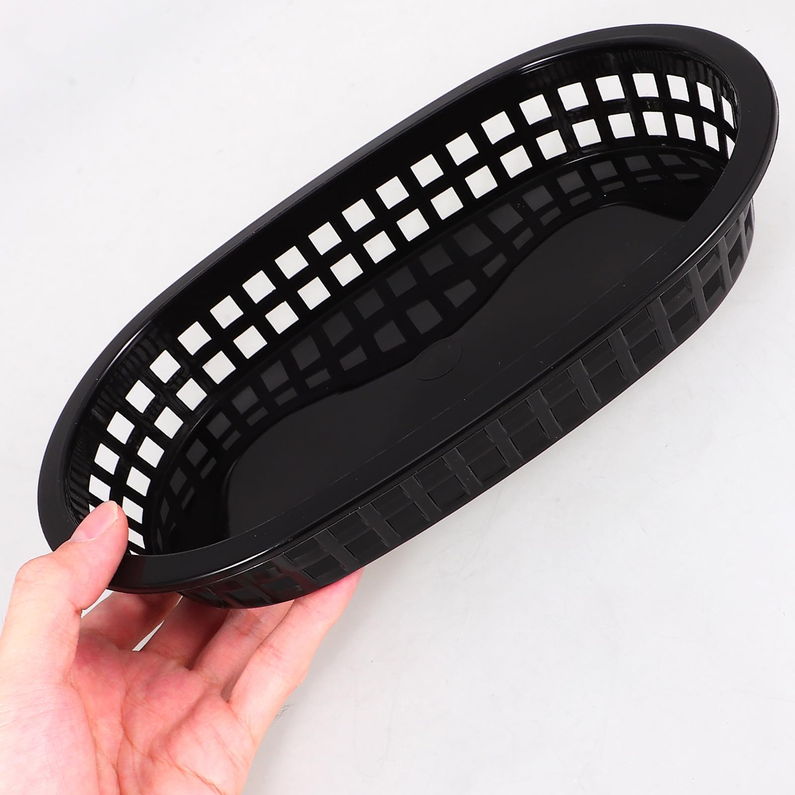 MAGICLULU Set da 24 Cestini Neri in Plastica per Snack Fritti e Hamburger, Design Salvaspazio e Traspirante per Cucina e Feste Riutilizzabile