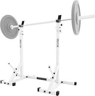 GF1 półka na sztangę/sztangę i talerze do hantli, maks. obciążenie 250 kg, regulowana wysokość (co 5 cm od 94 do 160 cm) i szerokość (74-102 cm).