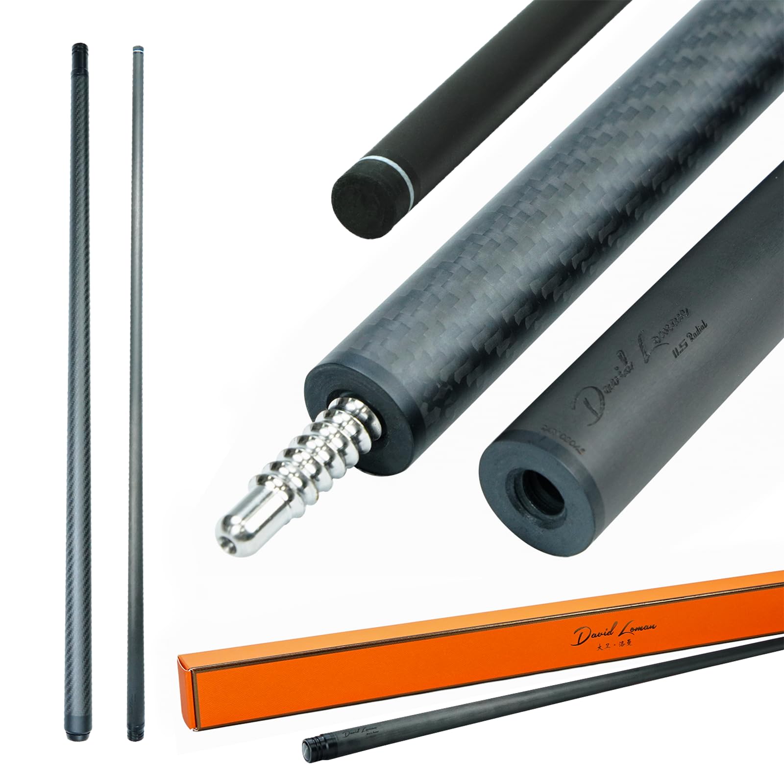 DAVID LOMAN Alloy Pool Cue - 100% Carbon Fiber Billiard cue. David