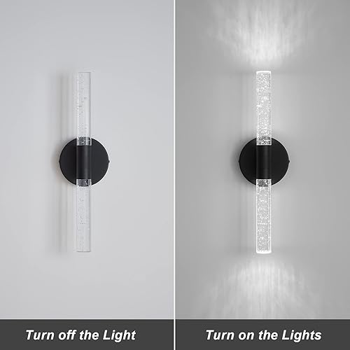 Miniatura 4 de Juego de dos apliques de pared modernos, iluminación de pared, lámpara LED cromada, 8 W, 6000 K, luz de baño en aluminio de burbujas de cristal