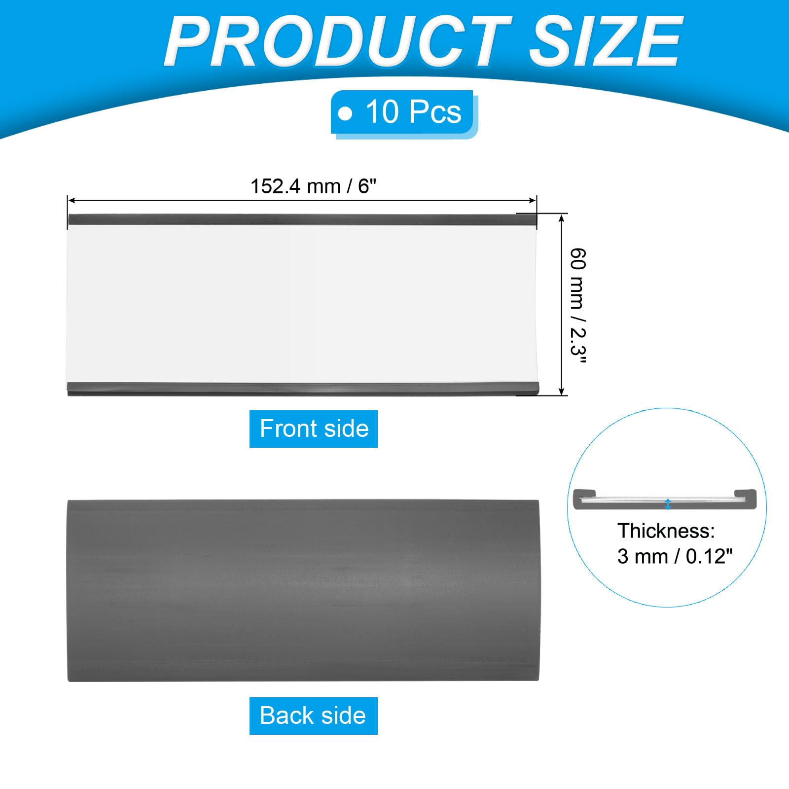 PATIKIL Magnetic Label Holder 6" x 2.3" with Paper Inserts - Image 2
