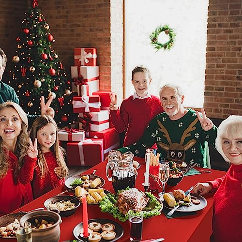 Image of 16 Pack Red Plastic Tablecloth for Rectangle Tables, Premium Decorative Red Disposable Table Cloths for Parties, Rectangle Party Table Cover for Birthday, Wedding, Christmas, Anniversary, 54 x 108Inch