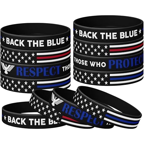 Thin Blue Line Silicone Bracelets (12-Pack)