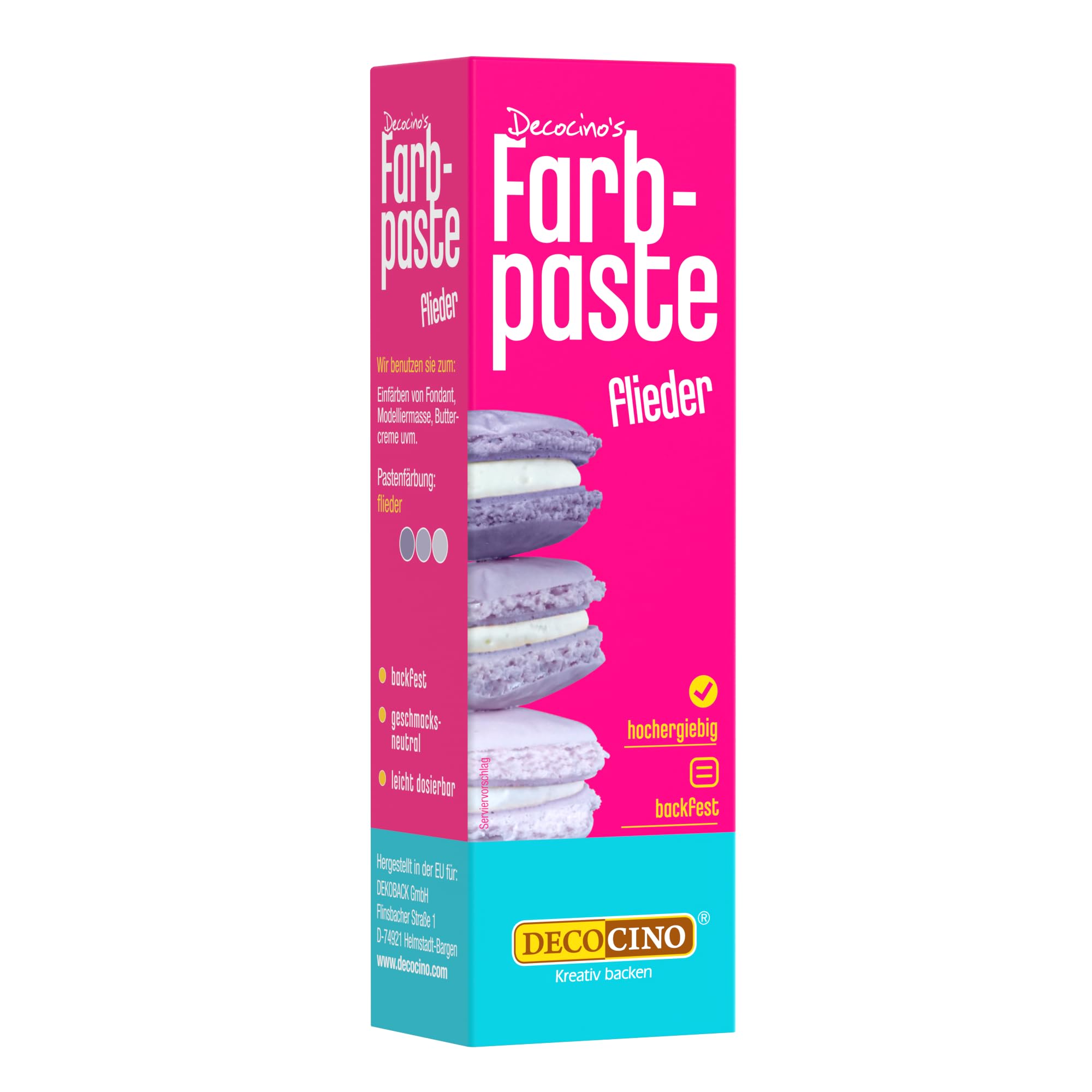 DECOCINO Farbpaste Flieder – 20 g – Lebensmittelfarbe, ideal zum Einfärben von Kuchen, Fondant und Cremes – AZO-frei und glutenfrei