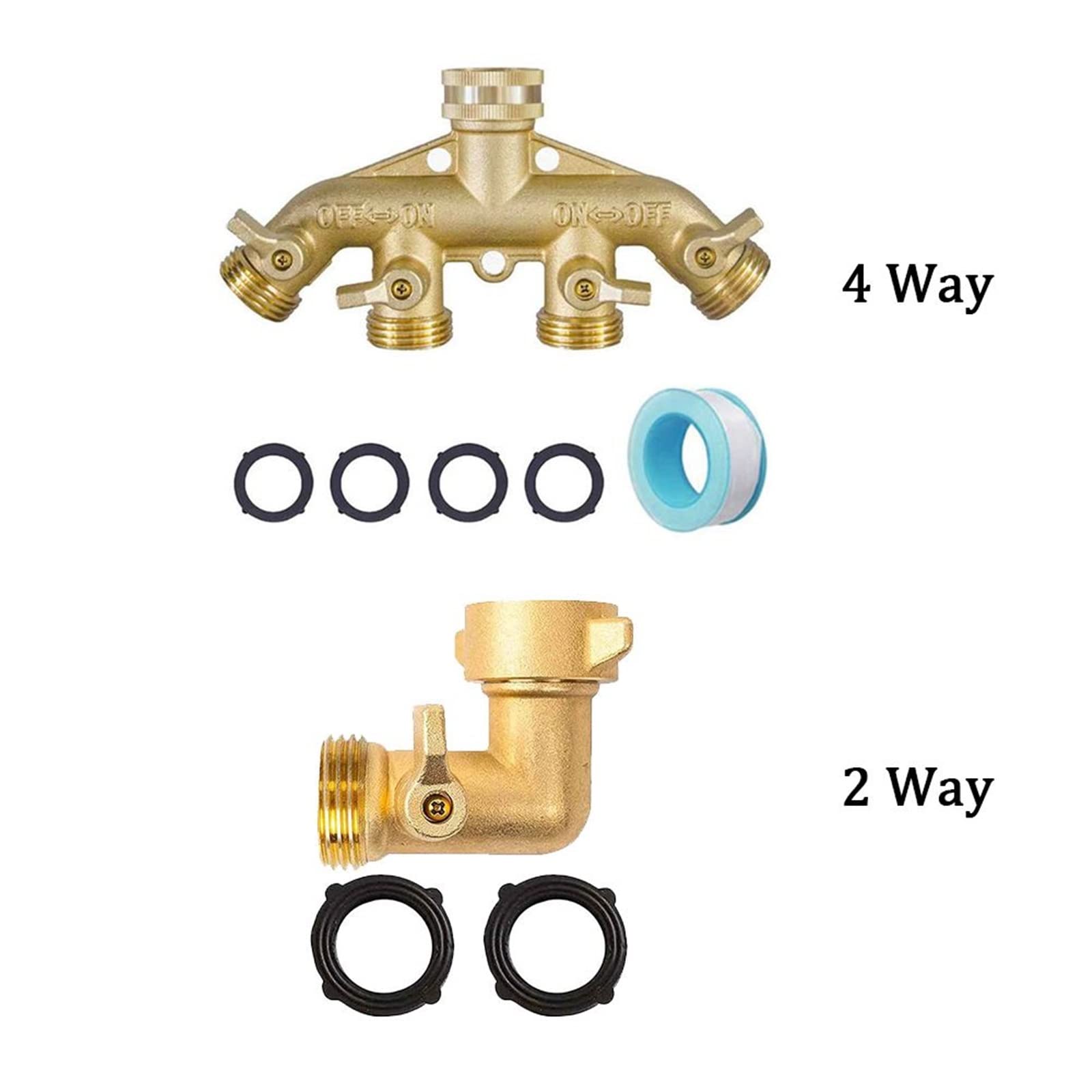 Raccordo rapido per tubo di irrigazione da giardino Rubinetto in ottone a 2/4 vie Tubo flessibile Splitter Ugello Switcher Rubinetto Connettori per tubi flessibili di irrigazione da giardino Raccordo