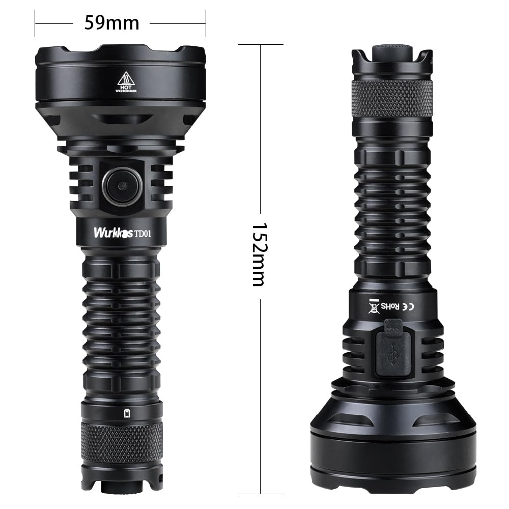 TD01C 爆光懐中電灯 Wurkkos TD01C タクティカル懐中電灯、USB充電式、1800ルーメン、超長