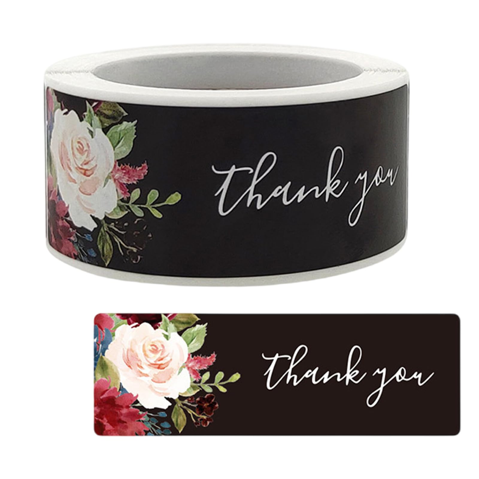 hogtnd 1 Roll Thank You Label Stickers, Adhesive Roll for Small Business, Retailers, Shops and Gift Wrapping Adhesive Label Stickers
