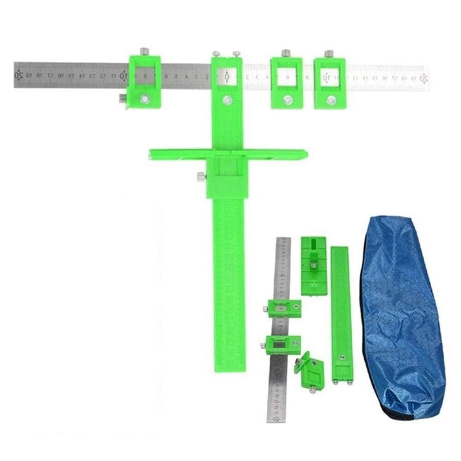 Escuadra de Alta precisión, Kit de Herramientas de guía de Taladro localizador de Punzones Ajustable for carpintería 280x400mm 5mm