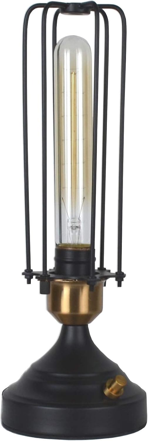 Urbanest Burnham Industrial Cage Table Lamp, 13inch Tall, Black with