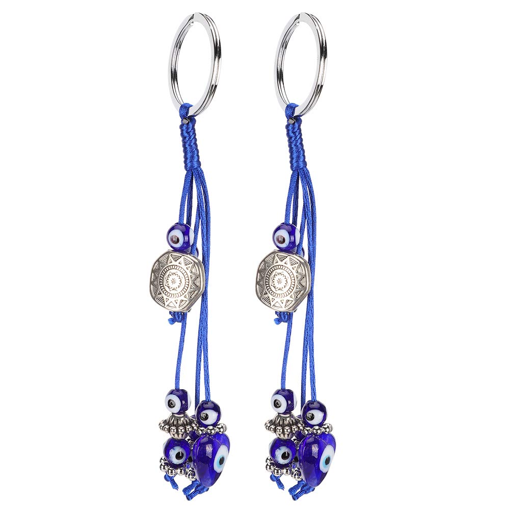 CikonielfCikonielf 2Pcs Blue Evil Eye Keychain Lucky Key Ring Turkish Amulet Charm Pendant Blessing Gift for Purse Handbag Bag Decoration