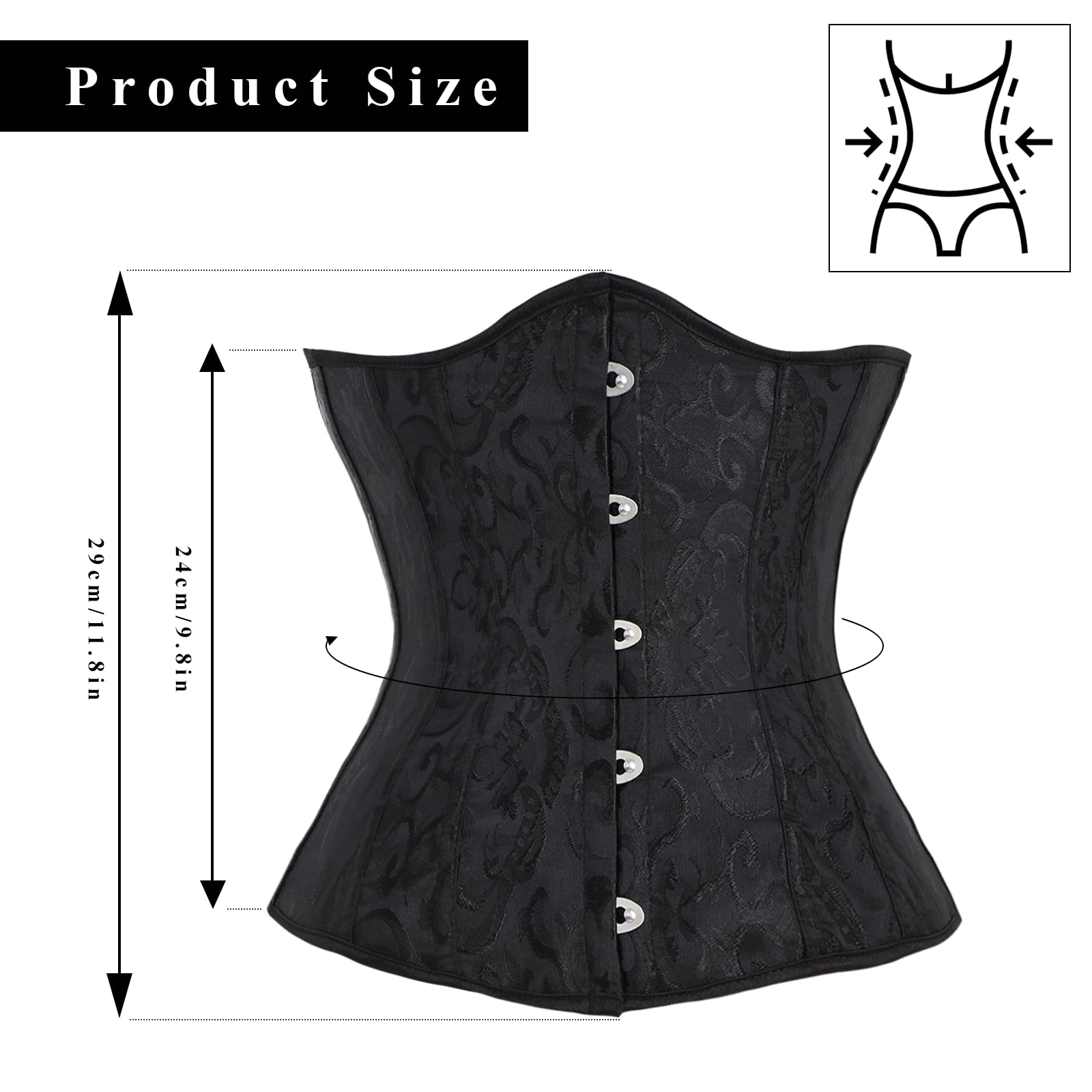 Corset à lacets en satin sous la poitrine pour femme, serre-taille sous la poitrine, haut gainant, buste