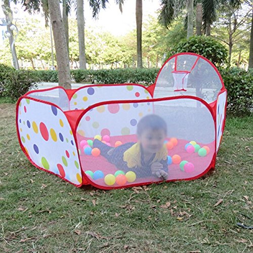 Kids Indoor Pop Up Ball Play Tent,PortableFun Playhouse Ball Pit Pool Playpen with Basketball Hoop - Great Outdoor Toddler Toys-Balls Not Included (Ball Pit with Basketball Hoop)