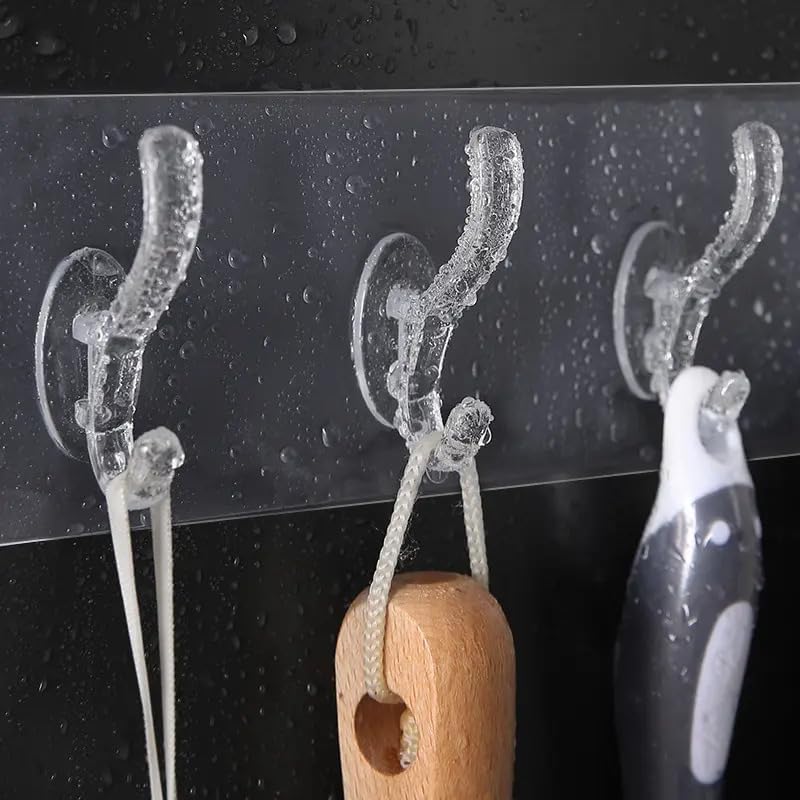 Image of KHEDU FAB 1 Pc's Self Adhesive Wall Hooks for Kitchen Organizer Hook for Wall Without Drilling for Home Kitchen Bathroom Bedroom Keys Bag Towels Hanger for Hanging Clothes Strong (3-Hook-Hanger)