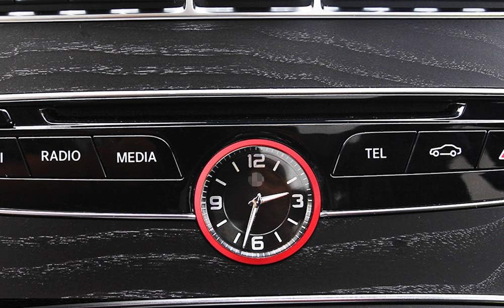 iJDMTOY Red Aluminum Interior Dashboard Analog_Clock Surrounding Decoration Ring Trim Compatible with Mercedes W205 C-Class W213 E-Class X205 GLC-Class