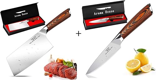 Juego de regalo de Navidad, cuchillo de carne de 7 pulgadas y cuchillo de pelar de 4 pulgadas