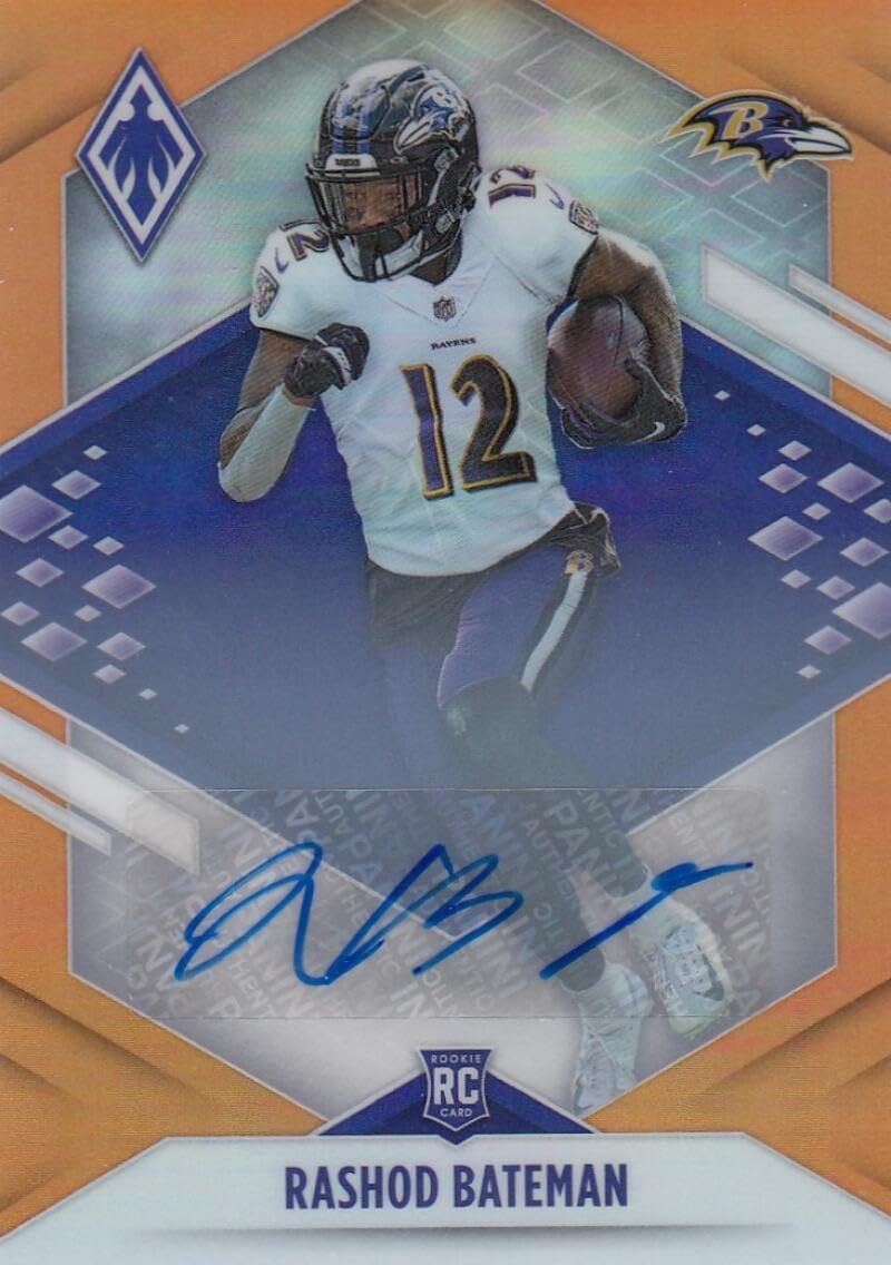 Football Trading Card 2021 Panini Phoenix Rookie Autographs Orange #113 Rashod Bateman NM Near Mint RC Rookie Auto 14/25 Ravens