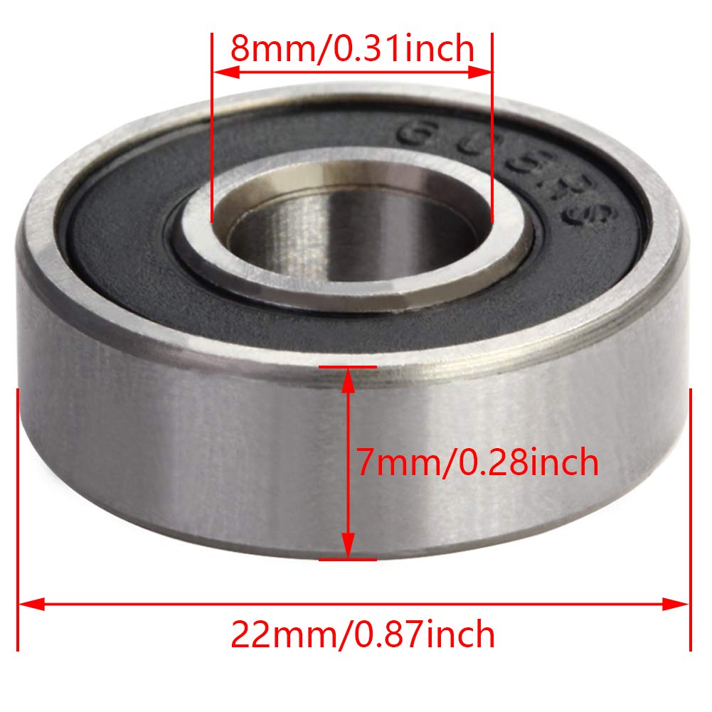 Produktbild von 10 Stück 608-2RS Kugellager – 8x22x7 Mm, Doppelt Abgedichtet, Chromstahl, Vorgeschmiert, Für 3D-Drucker, Rollen & Elektrowerkzeuge