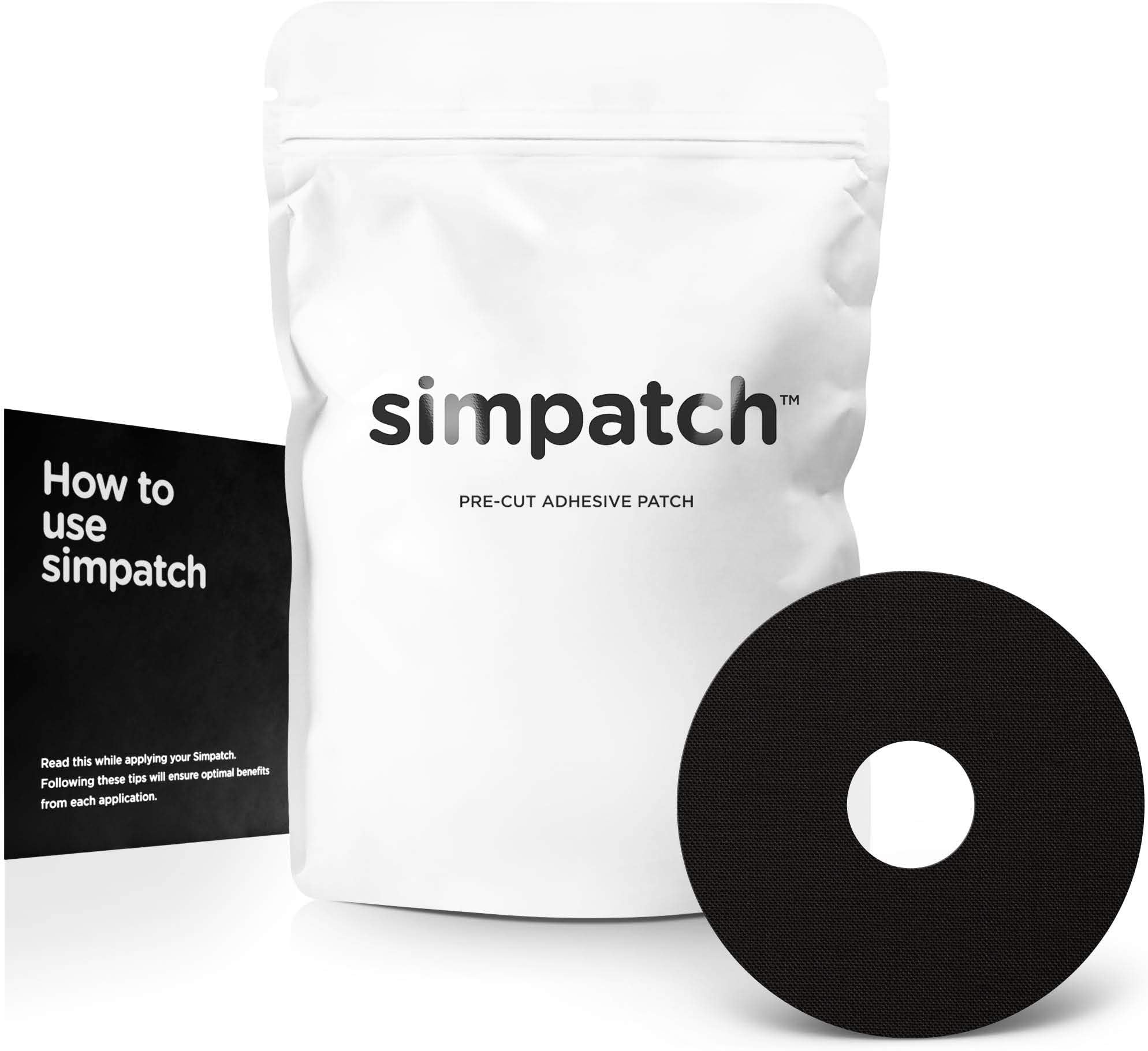 Universal Adhesive Patch, 0.8-Inch Hole (30-Pack) โ Waterproof Adhesive, CGM Tape โ Multiple Color Options (Black)