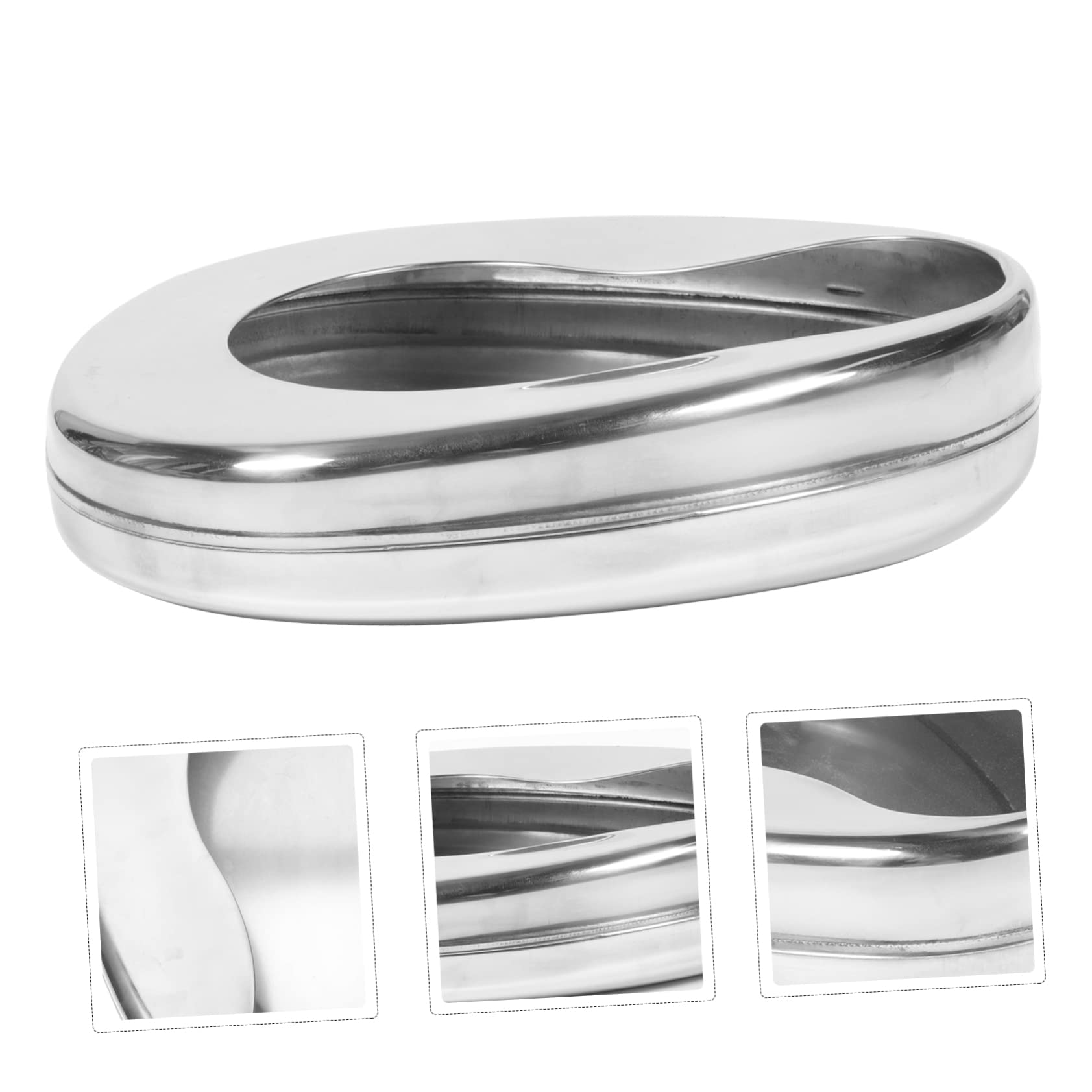Padella da Letto in Acciaio Inox Argento per Anziani | Design Liscio Anti-spruzzi, Uso Domestico, Indicata per Donne in Gravidanza e Persone Allettate