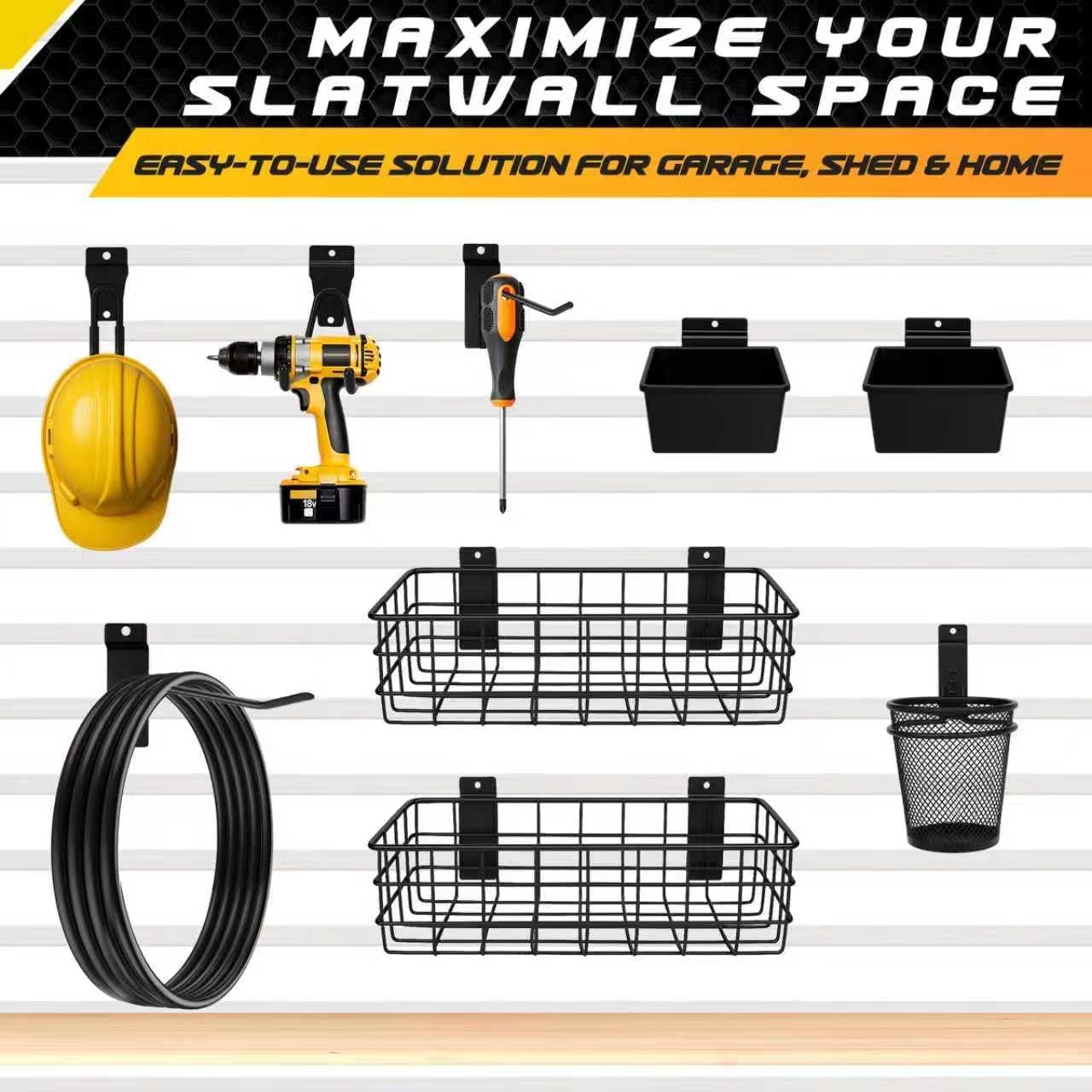 20-Piece Slatwall Accessories Organizer Kit – Heavy-Duty Wall & Slatwall Storage for Small Tools, Craft Supplies, Garage & Workshop Organization