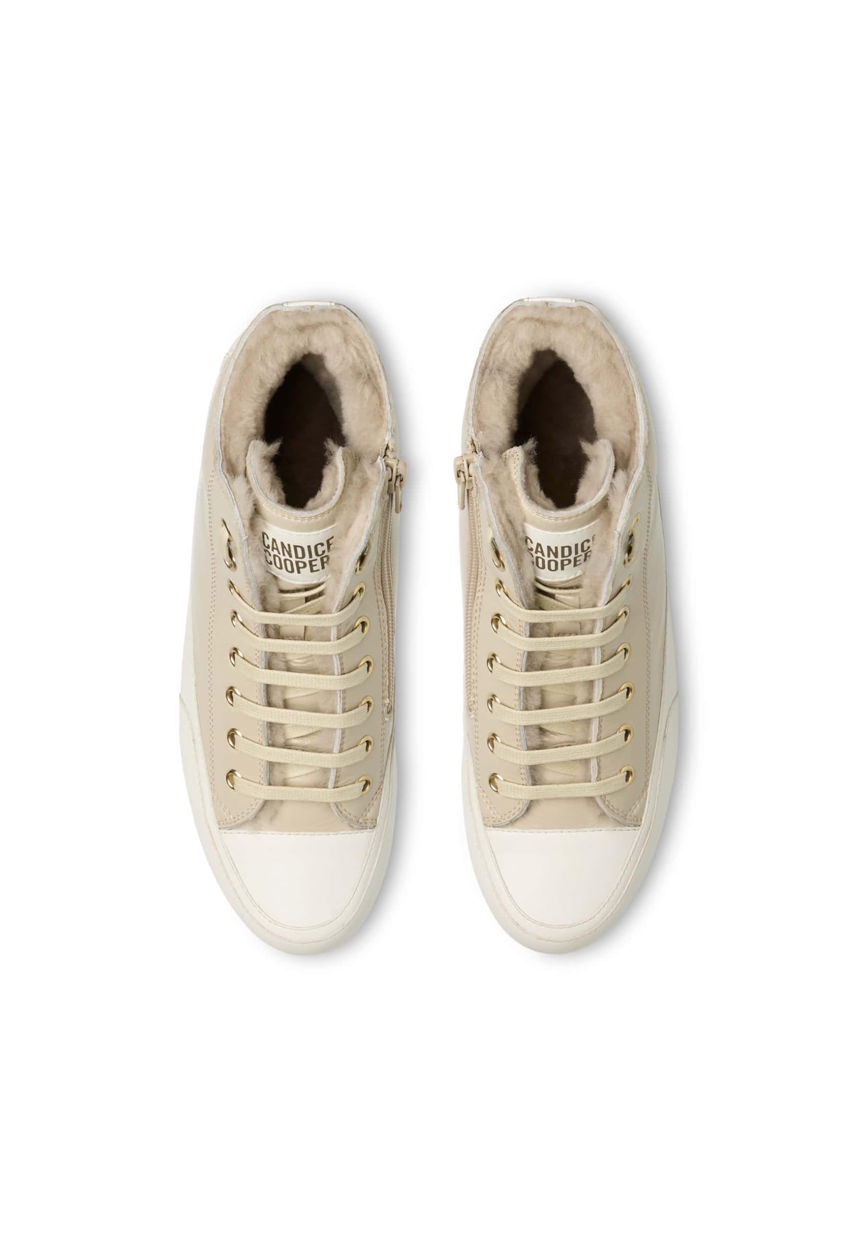 Candice Cooper Femme Plus Fur Tamponato Calf/Crackled Patent Leather Ice-Ecru' Plat Oxford