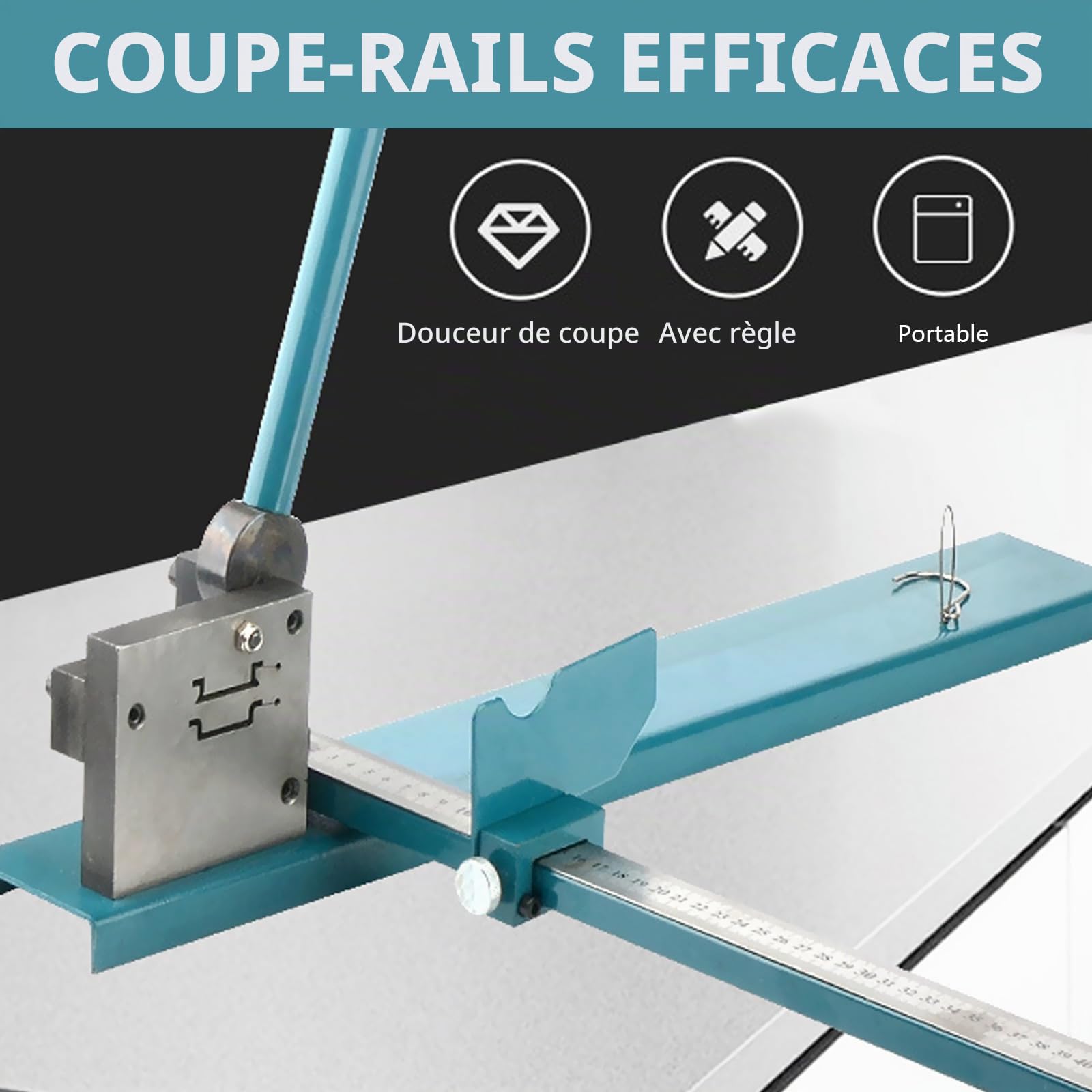 Coupe Rail Manuel Din 35 mm, Outil De Table Avec Échelle De Mesure Tête De Coupe à Double Rainure Pour L'acier Et Rails Din En Aluminium Pour L'électrotechnique Et L'Installation Électrique