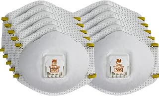 3M 8511 N95 Respirators, Pack of 10, NIOSH Approved with Cool Flow Valve, Braided Straps & M Noseclip for Comfortable Dust Protection