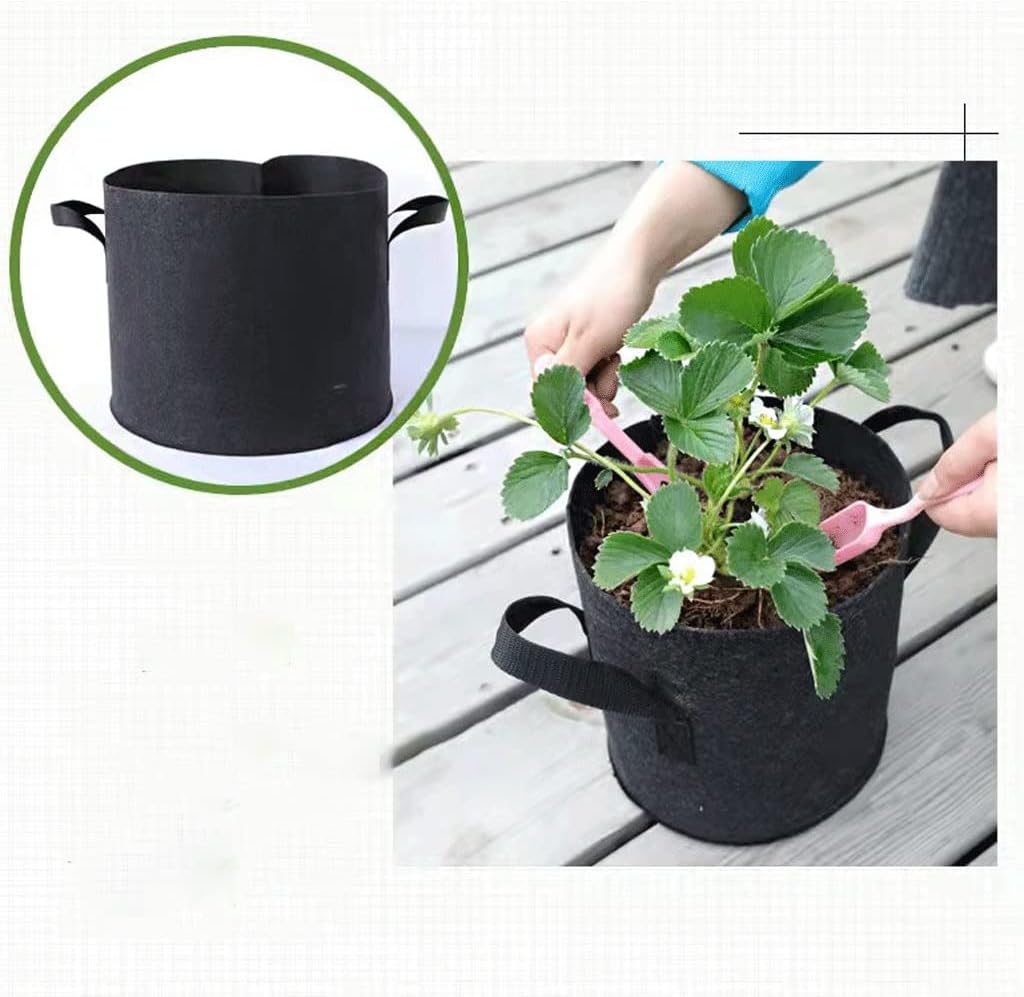 Aeration Fabric Pots Portable Thickened Non-Woven Planting Bag Felt Planting Bucket Planting Bag Gardening Vegetable Seedling Planting Bag 5 Packs Grow Bags (Color : Black, Size : 35cm*30cm) (Black