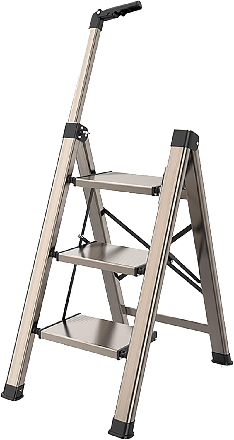 Step Ladder Folding Thickened Aluminum Alloy Safety Ladder Multifunctional Home Ladder(Size:3 Steps)