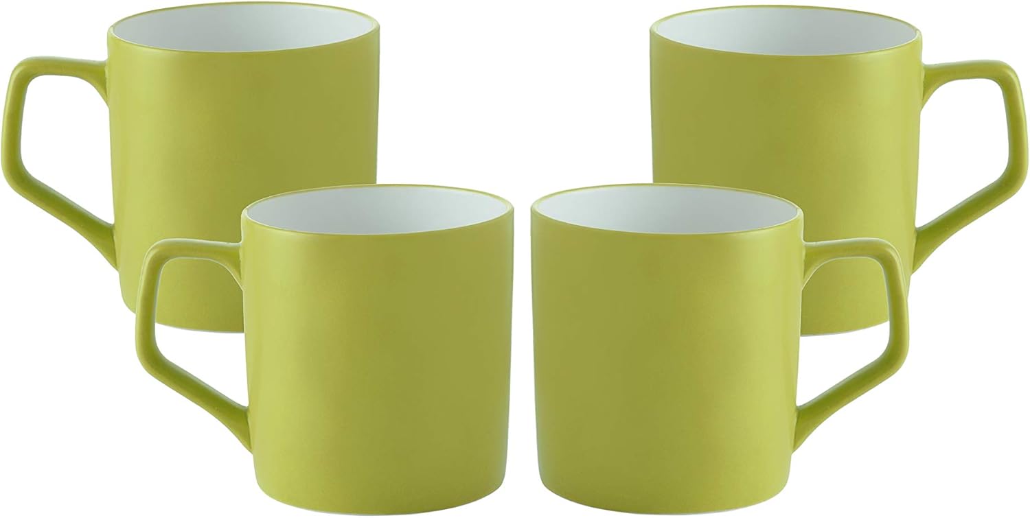 Clay Craft Fine Ceramic Green Solid Coffee/Tea Mugs Set of 4