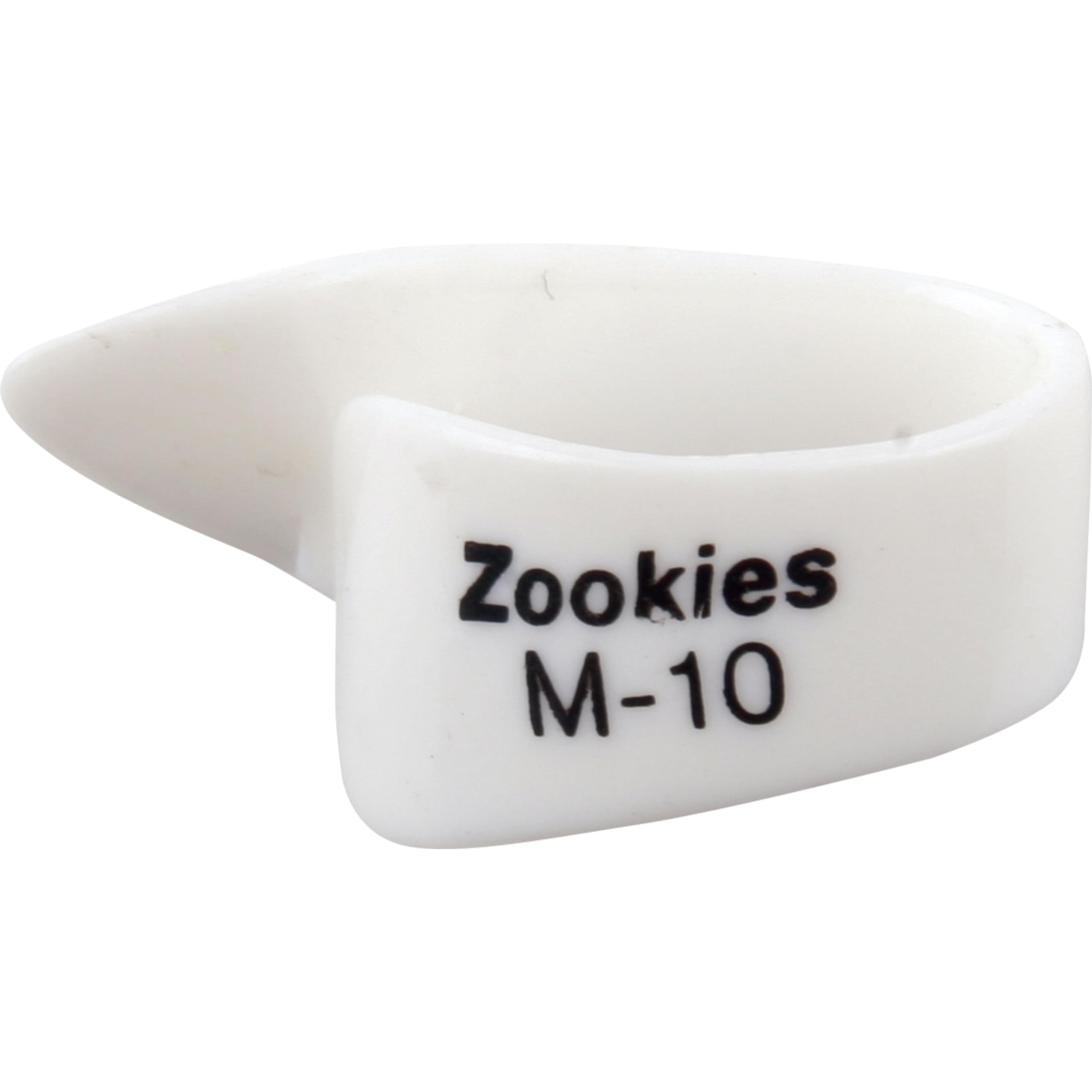 Dunlop Zookies Thumbpicks, showing the white pick with a 10-degree angle