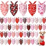 Abbylike 50 Pcs Valentines Day Dog Bandanas Bulk Red and Pink Bandanas for Dogs Triangle Kerchief Bibs Scarf for Pet Romantic Costume Photo Props Accessories Pet Shops Groomers (19.7 x 13.8 x 13.8)