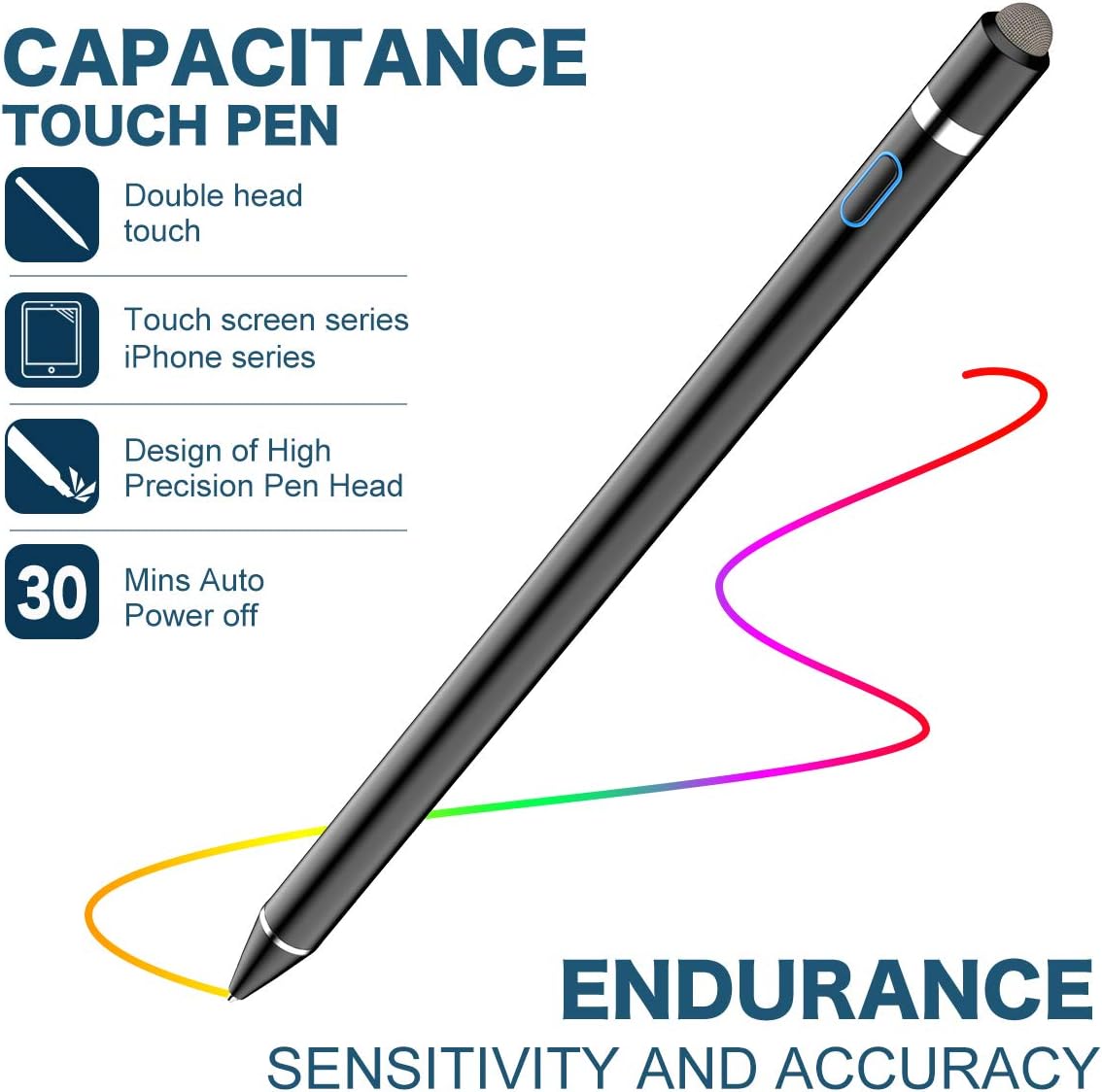 Up To 50% OFF Stylus Pen for Touch Screens, XIRON Rechargeable 1.5 mm Fine Point Active Stylus Pen Smart Digital Pencil Compatible with iPad iPhone and Most Touch Devices High Precise Pencil with Glove … (Black)