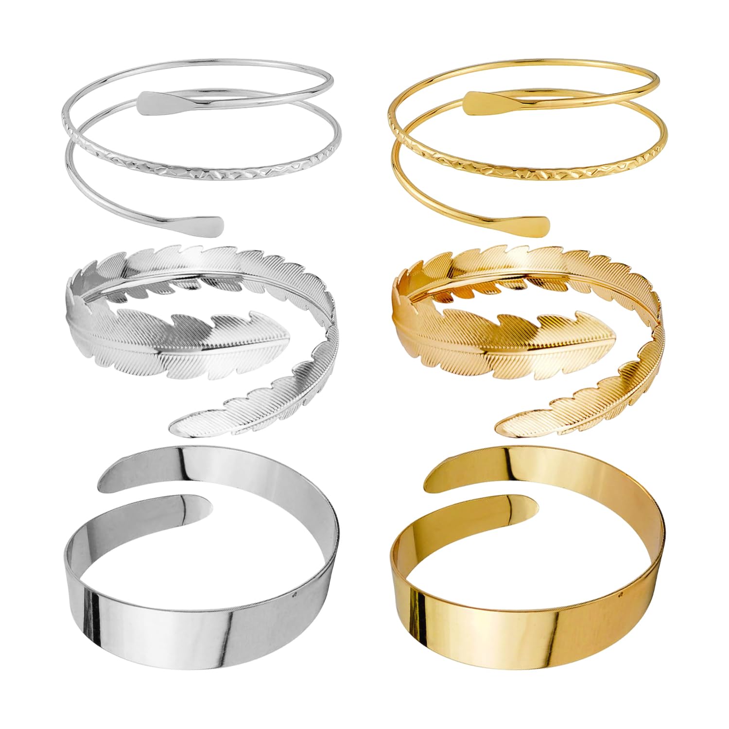ZGDEIWGF 6 pulseras geométricas de metal, pulseras de diferentes estilos, conjuntos de pulseras personalizados, pulseras ajustables, pulseras de brazos, decoraciones de brazos, decoraciones simples