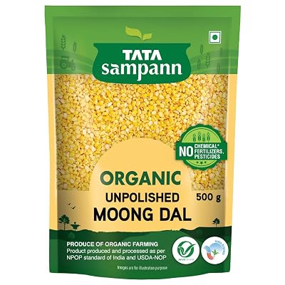 Tata Sampann Organic Unpolished Moong Dal, 500g