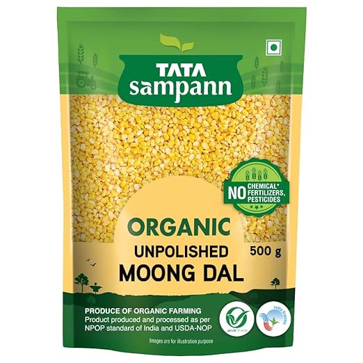 Tata Sampann Organic Moong Dal, 500g