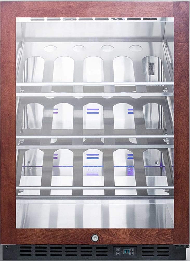 Summit Appliance SCR610BLCHPNR 24" Wide Single Zone Built-in Commercial Wine Cellar; 5.0 cu.ft. Capacity; Automatic Defrost; Stainless Steel Interior; Champagne Shelving; Digital Controls