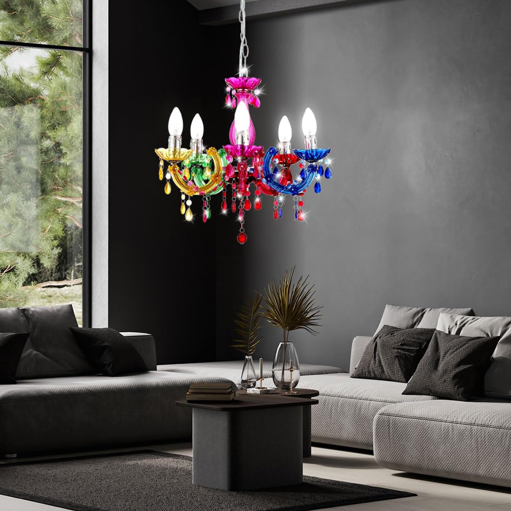 Kronleuchter Hänge Leuchte Decken Pendel Lampe Ess Zimmer Beleuchtung Luster bunt Globo 63118-5