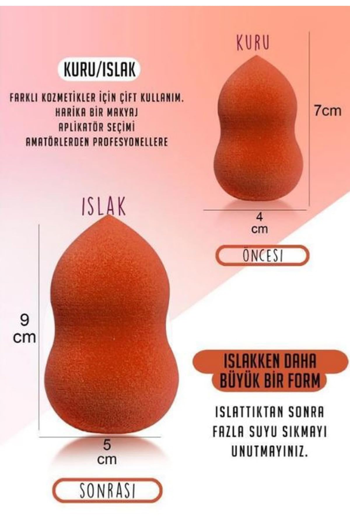 4'lü Armut Sünger, Makyaj Süngeri, Fondoten Süngeri Karışık Renk Çok Renkli
